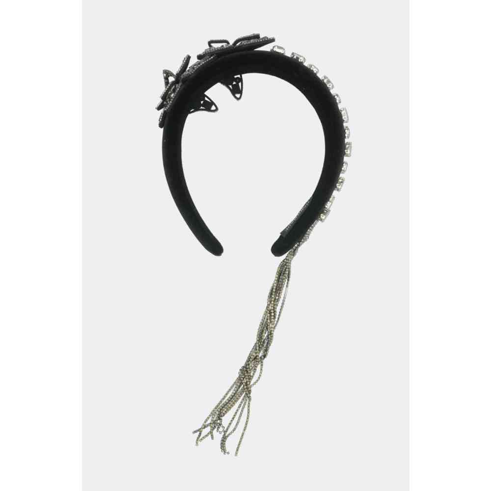 Voodoo Vixen - Butterfly Gem Embellished Haarband - Zwart